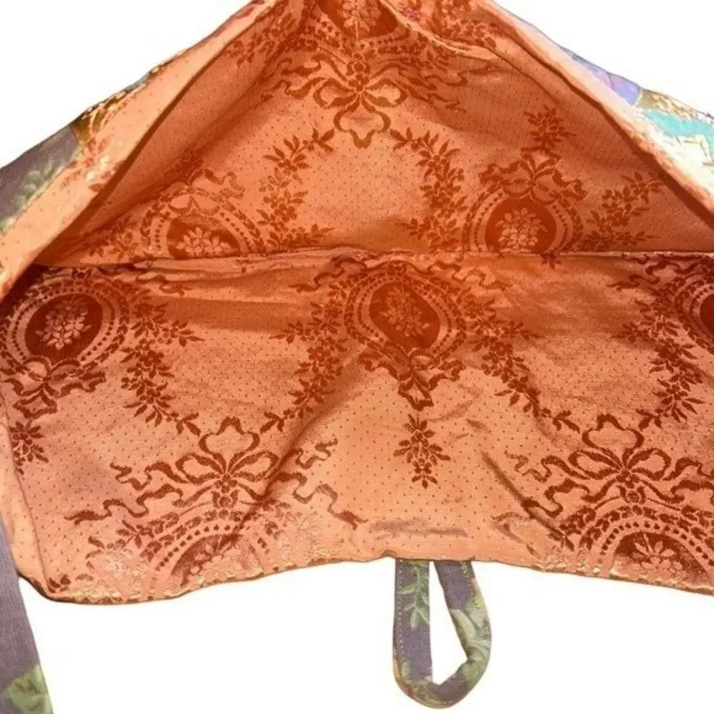 Unique Fabric Embroidered Floral Bathing Beauty Woman Shoulder Bag Purse NWOT